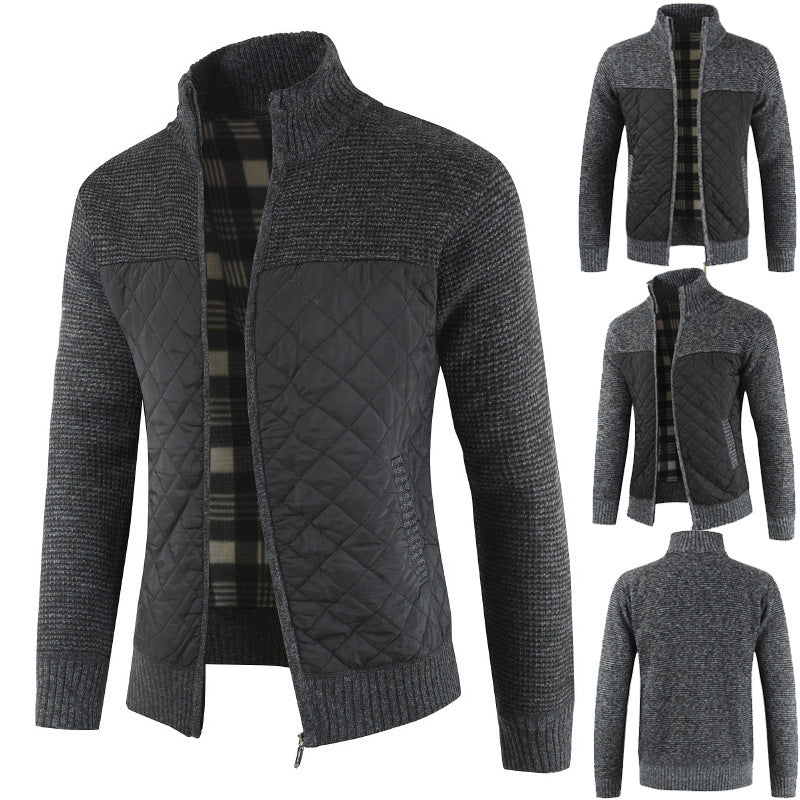 Men’s Quilted Knit Zip-Up Jacket – Warm Stylish & Modern Winter