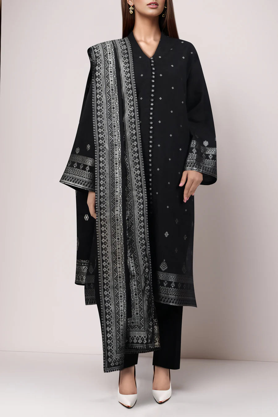 Unstitched Jacquard Cotton 3 Piece| SAYA